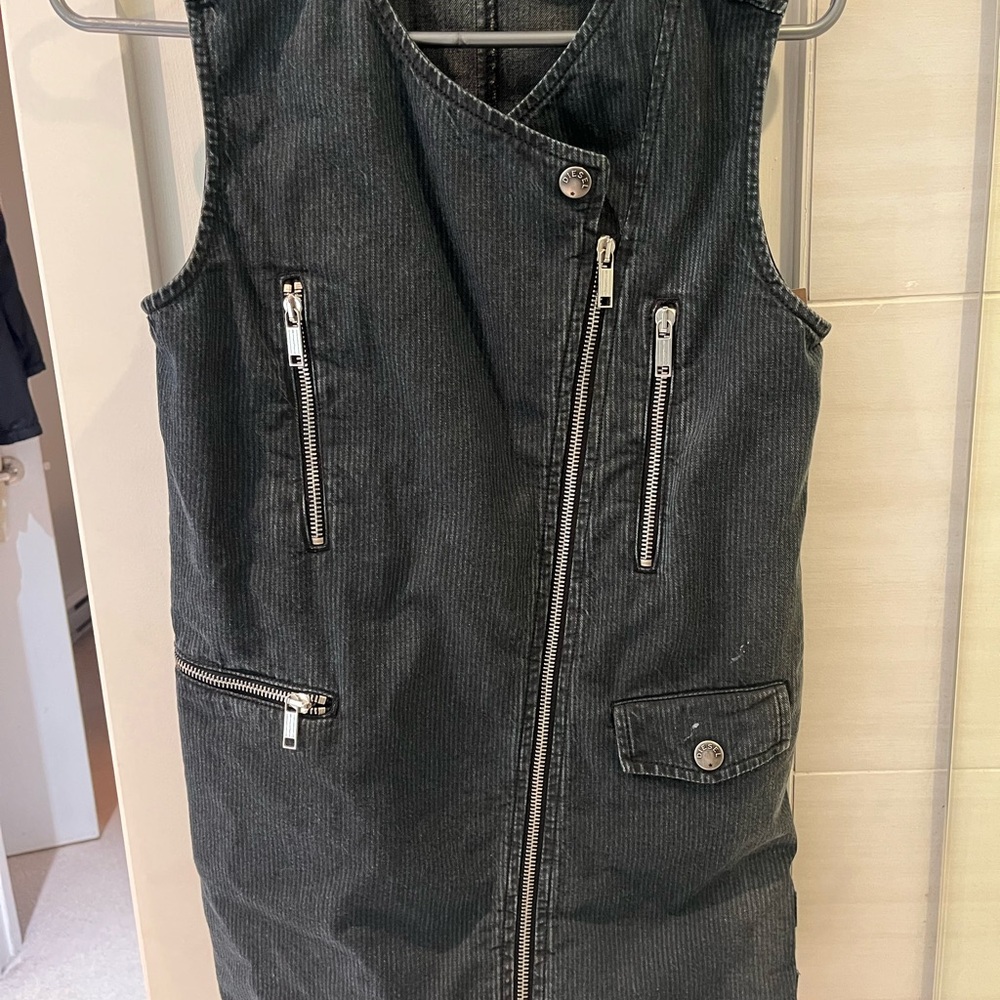 VINTAGE DIESEL Black Sleeveless Zip-Up mini dress